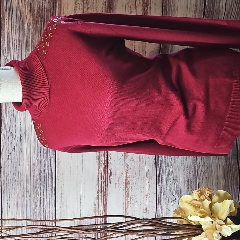 NEW JOSEPH A BURGUNDY LONG SLEEVE PULLOVER TURTLENECK SWEATER